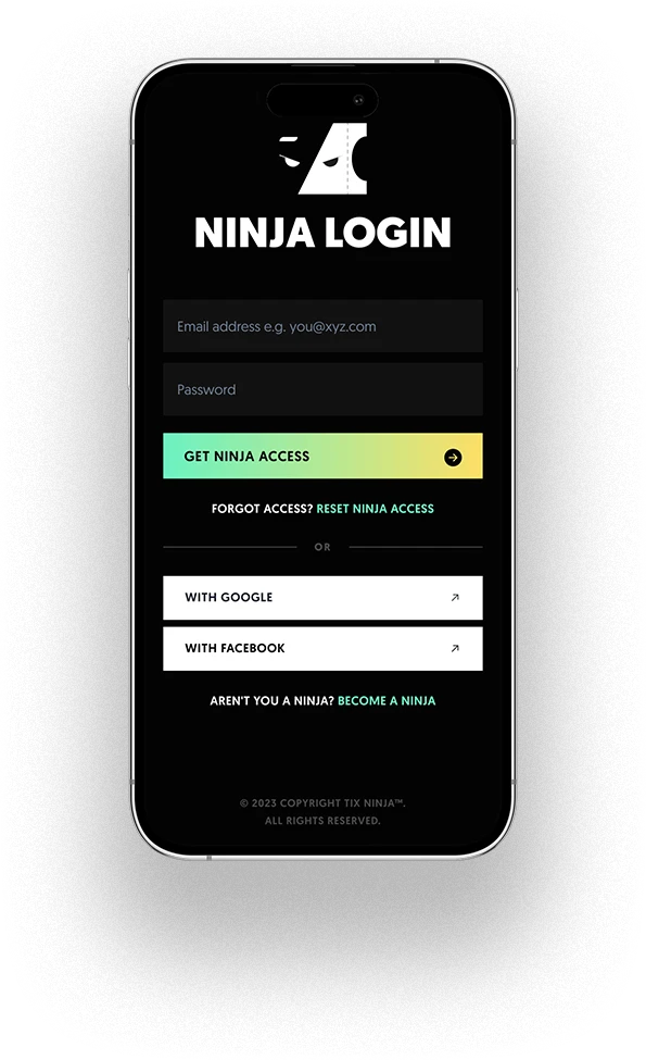 Tix Ninja Mobile app