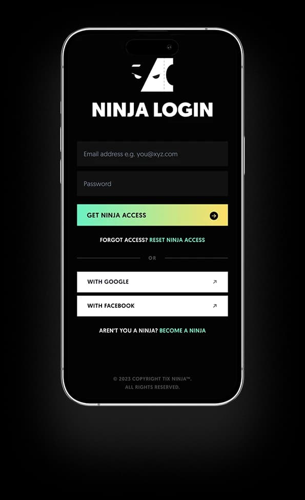 Tix Ninja Mobile app